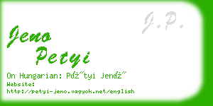 jeno petyi business card